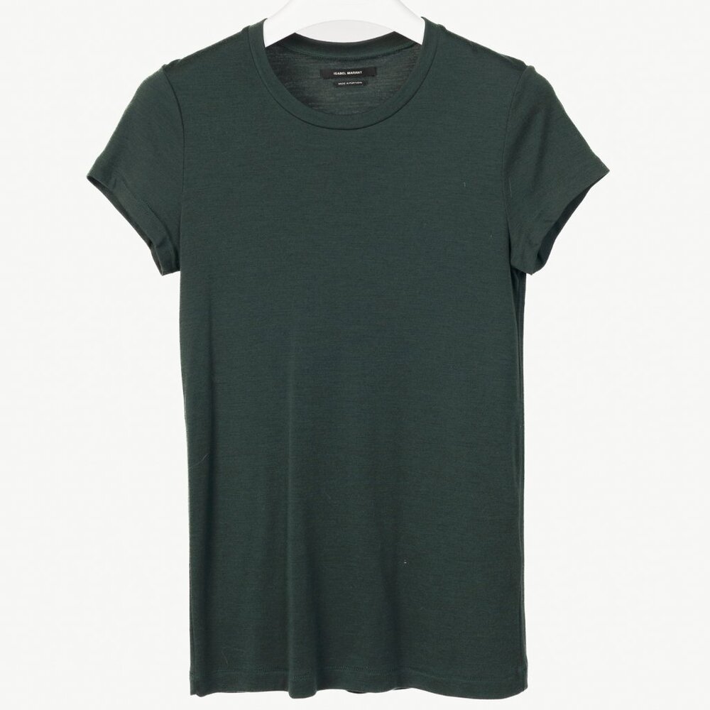 Isabel Marant Green Wool-Jersey Short-Sleeve Tee